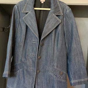 J Jill Denim Trench Coat Jacket Womens